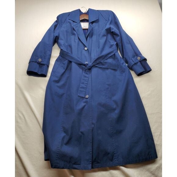 Navy Limited Edition London Fog Trench Coat Size 8P Zip-In Liner Belted Women - Picture 2 of 9